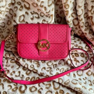 Michael Kors Hot Pink crossbody with chain detail